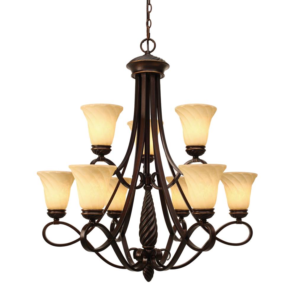 Golden Lighting 8106-9 CDB Cordoban Bronze Wry Lighting Torbellino 9-light Chandelier In Cordoban Bronze Image 1