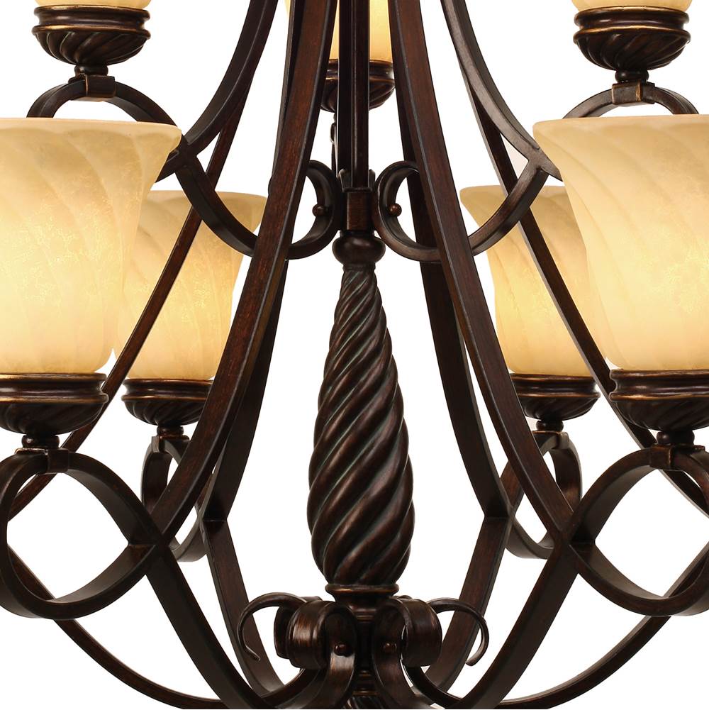 Golden Lighting Torbellino Wry Lighting Torbellino 9-light Chandelier In Cordoban Bronze