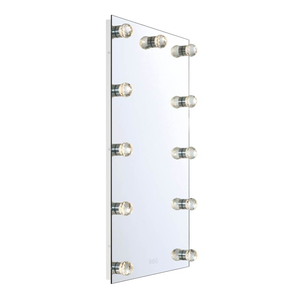 Golden Lighting 8195-24M WHT-C Matte White Yep By Golden Lighting Starlight Integrated Led 24in Mirror With Crystal Diffusers Image 4