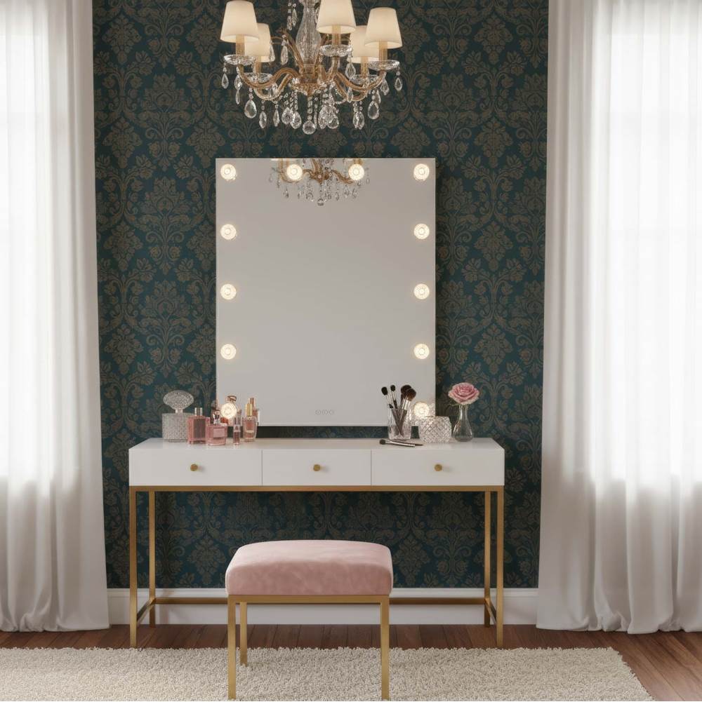 Golden Lighting 8195-30M WHT-B Matte White Yep By Golden Lighting Starlight Integrated Led 30in Mirror With Rose Diffusers Image 3