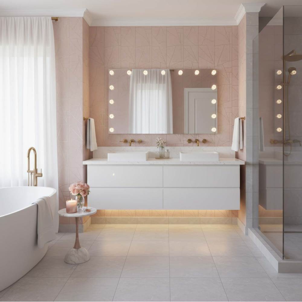 Golden Lighting 8195-48M WHT-B Matte White Yep By Golden Lighting Starlight Integrated Led 48in Mirror With Rose Diffusers Image 3