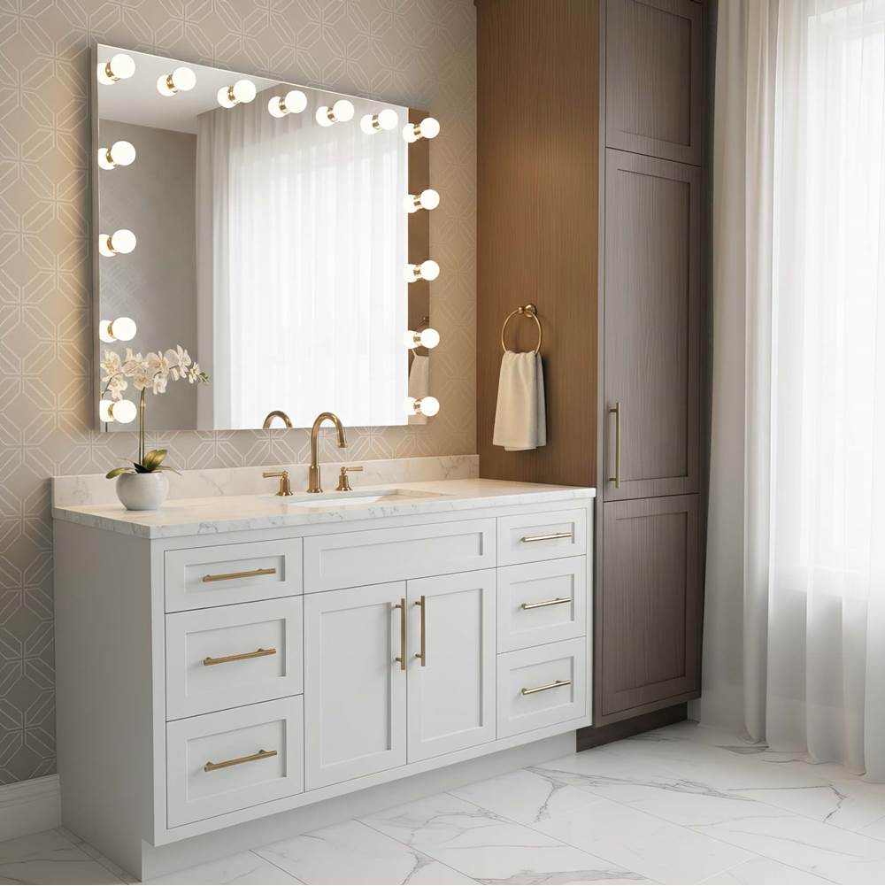 Golden Lighting 8195-48M WHT-A Matte White Yep By Golden Lighting Starlight Integrated Led 48in Mirror With Globe Diffusers Image 3