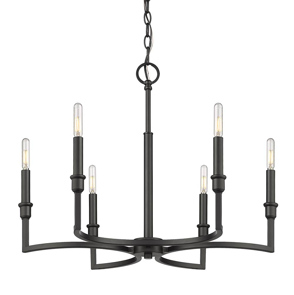 Golden Lighting 8209-6 BLK Matte Black Golden Lighting Ellyn 6-light Chandelier In Matte Black Image 5