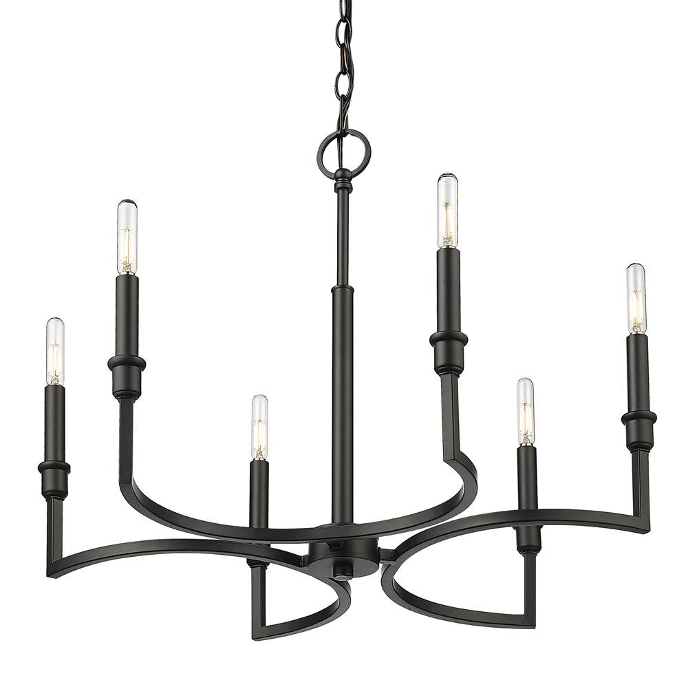 Golden Lighting 8209-6 BLK Matte Black Golden Lighting Ellyn 6-light Chandelier In Matte Black Image 4
