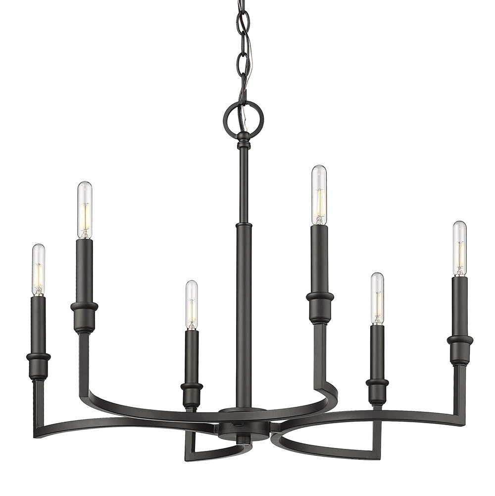 Golden Lighting 8209-6 BLK Matte Black Golden Lighting Ellyn 6-light Chandelier In Matte Black Image 1