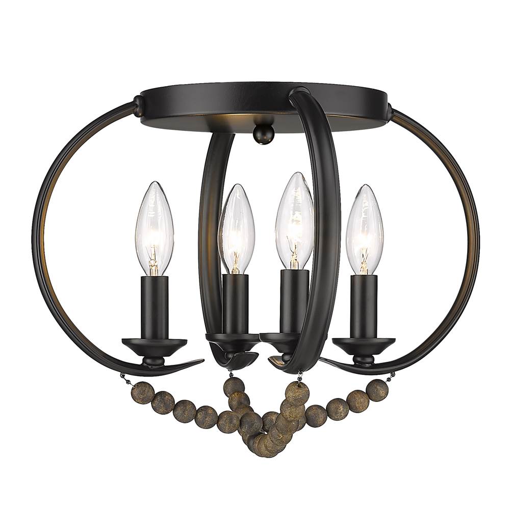 Golden Lighting 8320-FM BLK-EWB Matte Black Golden Lighting Flori 4-light Flush Mount In Matte Black Image 4