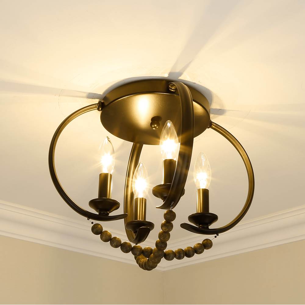 Golden Lighting 8320-FM BLK-EWB Matte Black Golden Lighting Flori 4-light Flush Mount In Matte Black Image 3