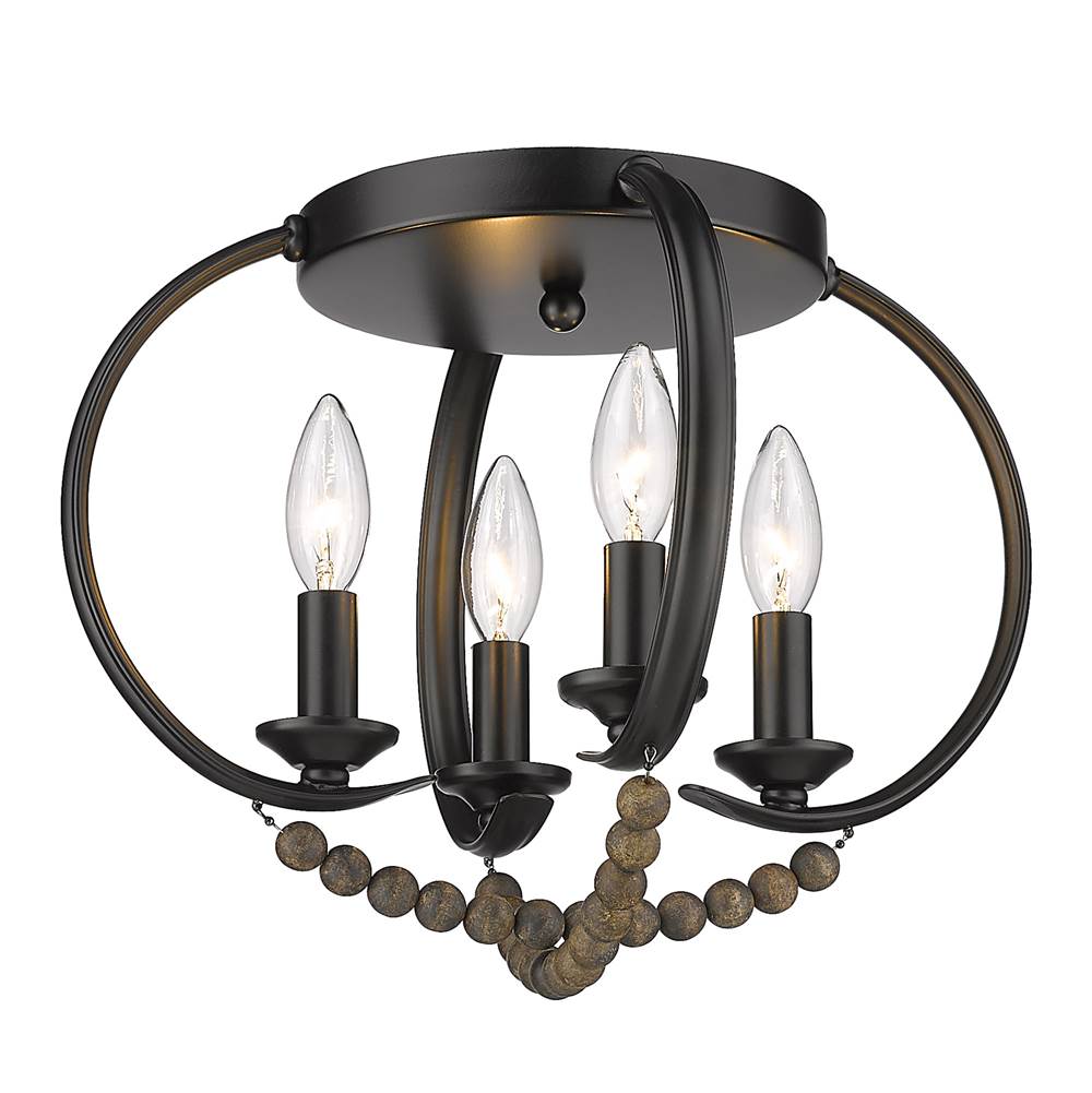 Golden Lighting 8320-FM BLK-EWB Matte Black Golden Lighting Flori 4-light Flush Mount In Matte Black Image 1