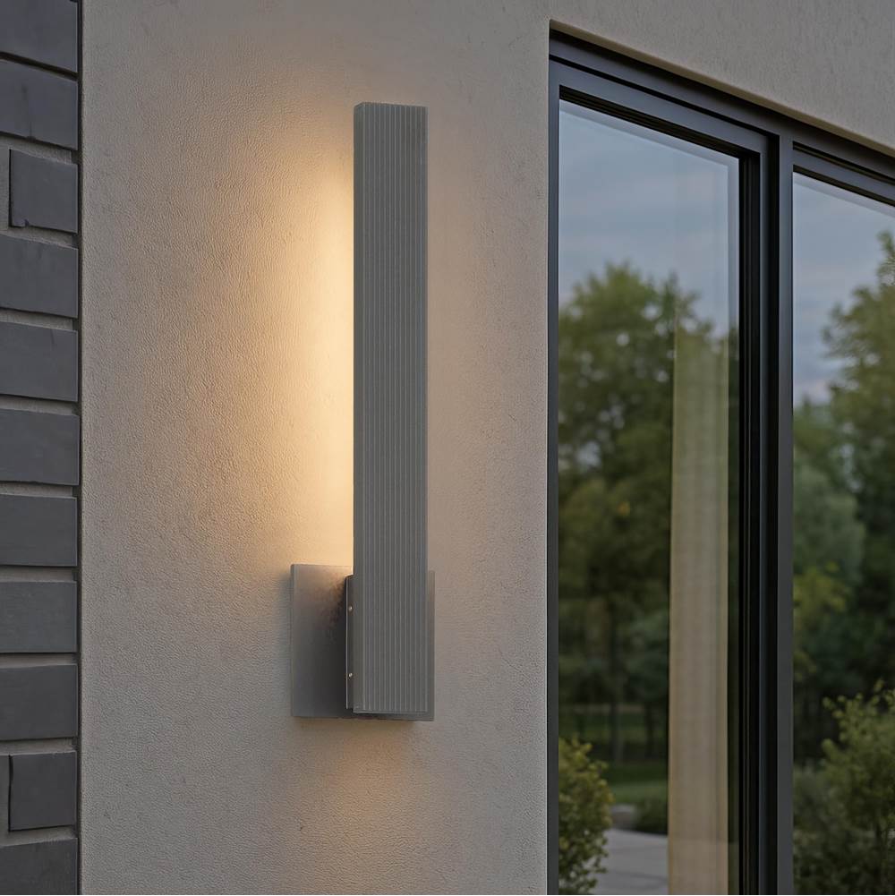 Golden Lighting 8432-OWL18 SGY Smooth Gray Golden Lighting Enso Integrated Led 18'' Outdoor Wall In Smooth Grey Image 3