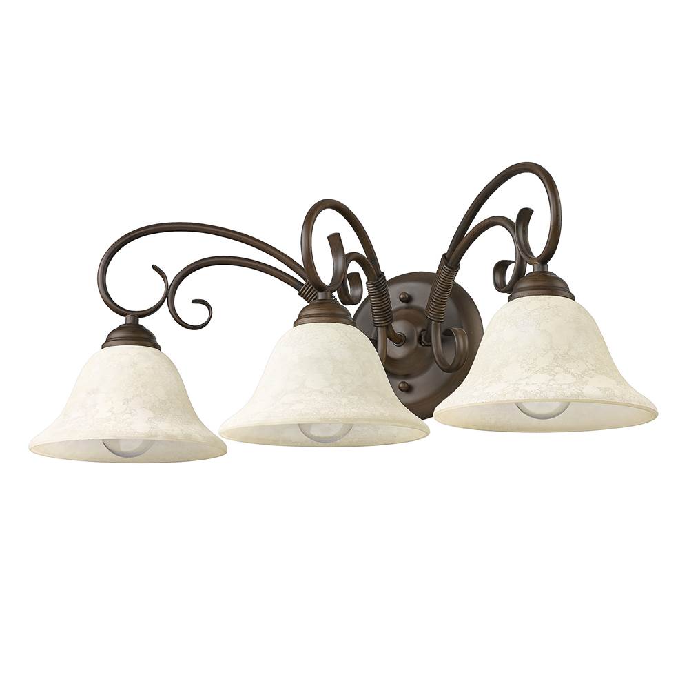 Golden Lighting 8606-BA3 RBZ-TEA Rubbed Bronze Wry Lighting Homestead 3-light Vanity In Rubbed Bronze Image 1