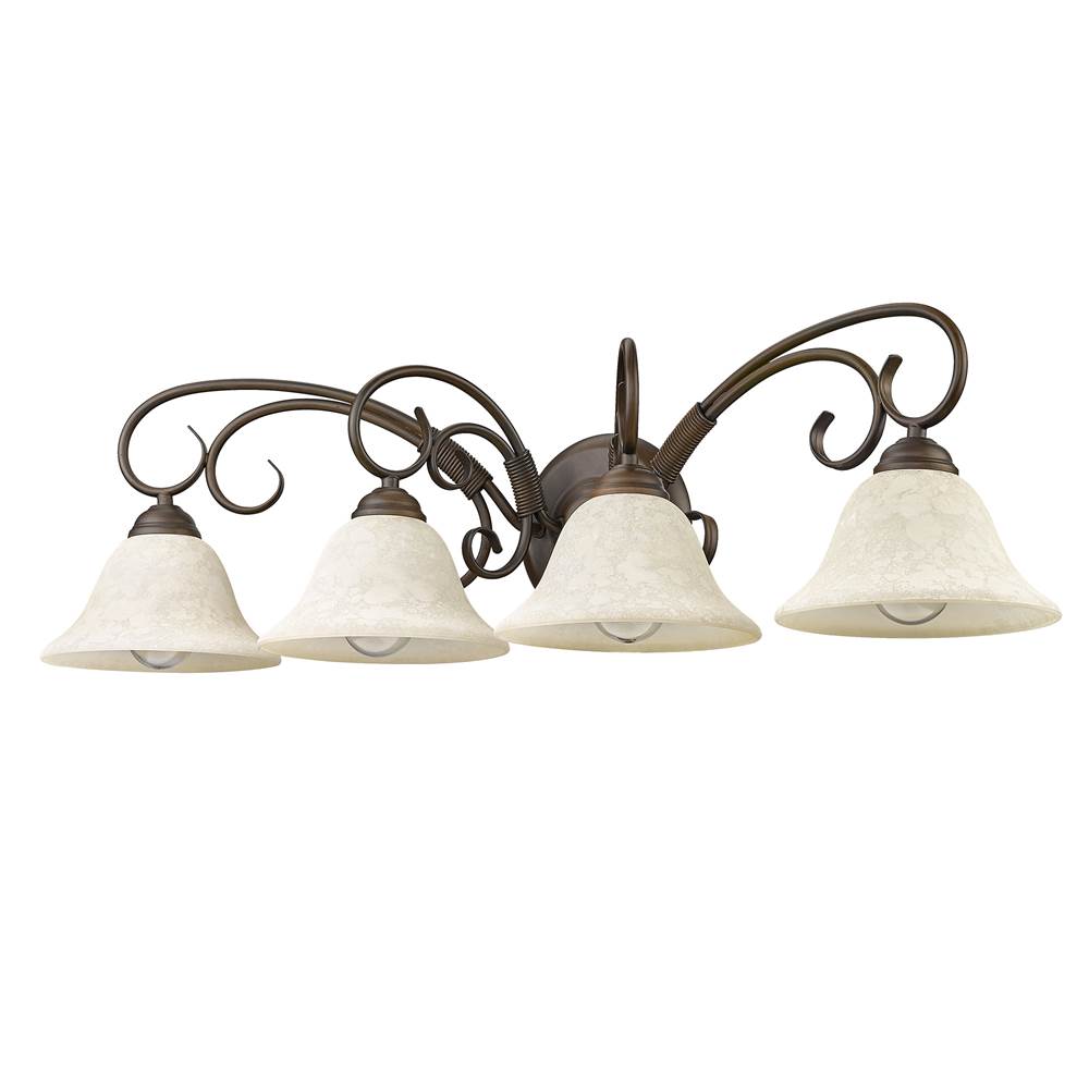 Golden Lighting 8606-BA4 RBZ-TEA Rubbed Bronze Wry Lighting Homestead 4-light Vanity In Rubbed Bronze Image 1