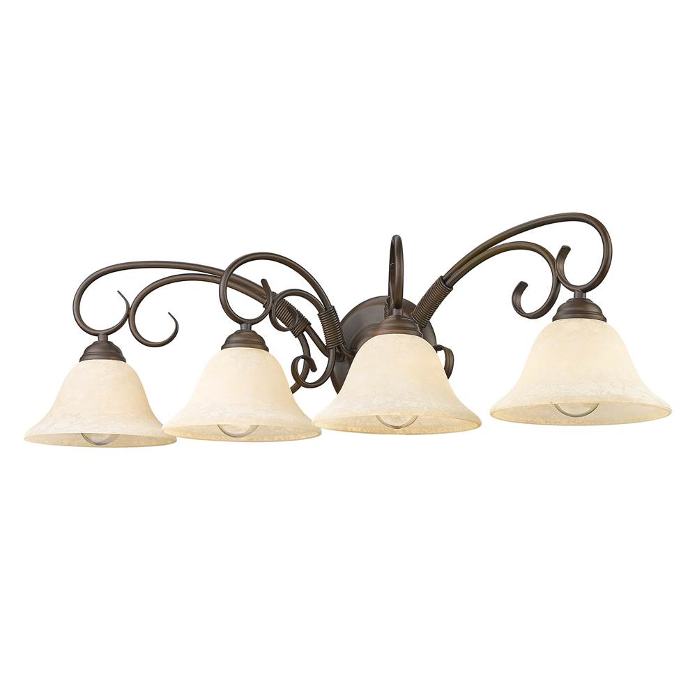 Golden Lighting 8606-BA4 RBZ-TEA Rubbed Bronze Wry Lighting Homestead 4-light Vanity In Rubbed Bronze Image 5