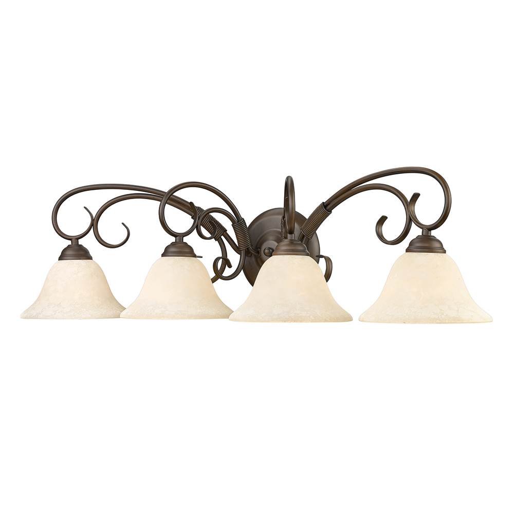 Golden Lighting 8606-BA4 RBZ-TEA Rubbed Bronze Wry Lighting Homestead 4-light Vanity In Rubbed Bronze Image 4