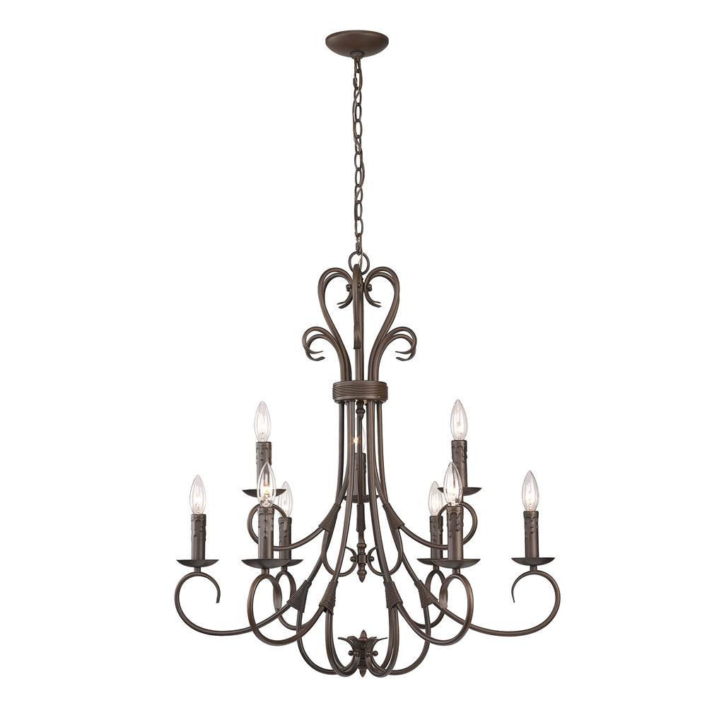 Golden Lighting Homestead Wry Lighting Homestead 9-light Chandelier In Rubbed Bronze
