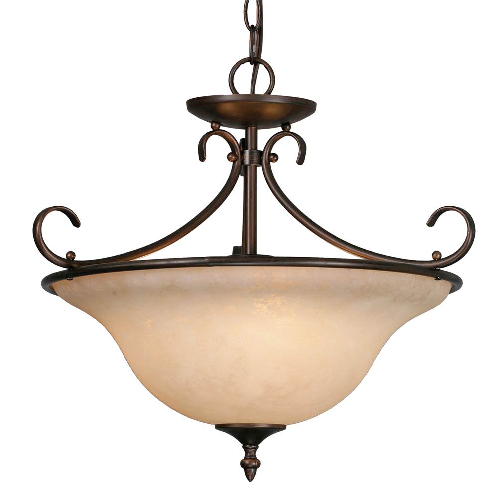 Golden Lighting 8606-SF RBZ-TEA Rubbed Bronze Wry Lighting Homestead 3-light Semi-flush Mount In Rubbed Bronze Image 1