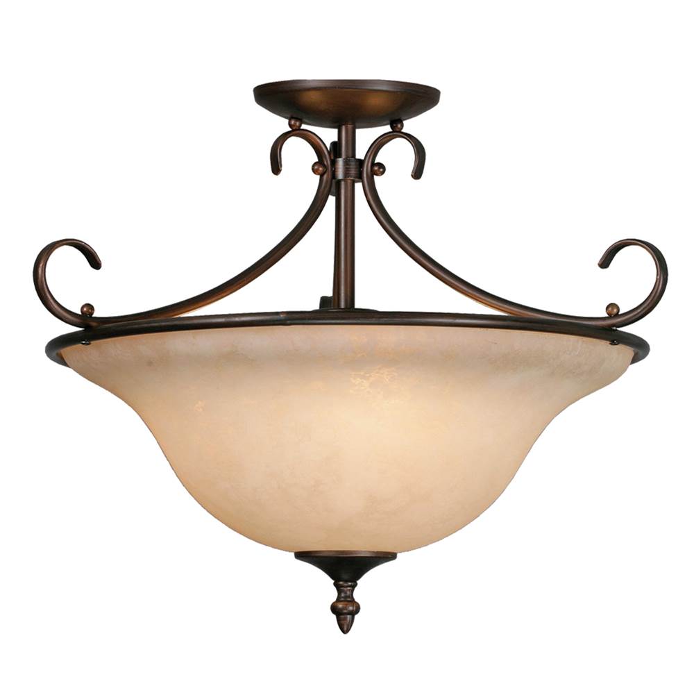 Golden Lighting Homestead Wry Lighting Homestead 3-light Semi-flush Mount In Rubbed Bronze