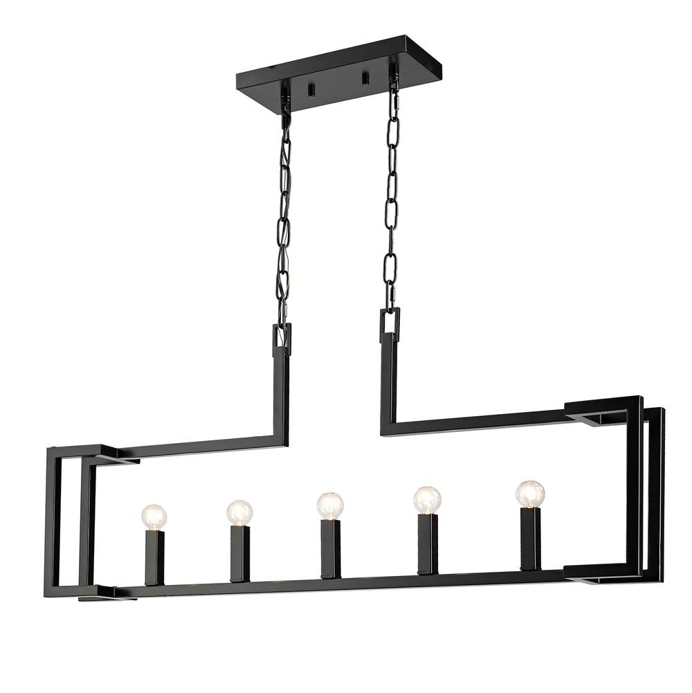 Golden Lighting 9020-LP BLK Matte Black Golden Lighting Kinsington 5-light Island Light In Matte Black Image 6
