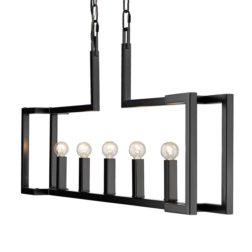 Golden Lighting 9020-LP BLK Matte Black Golden Lighting Kinsington 5-light Island Light In Matte Black Image 1