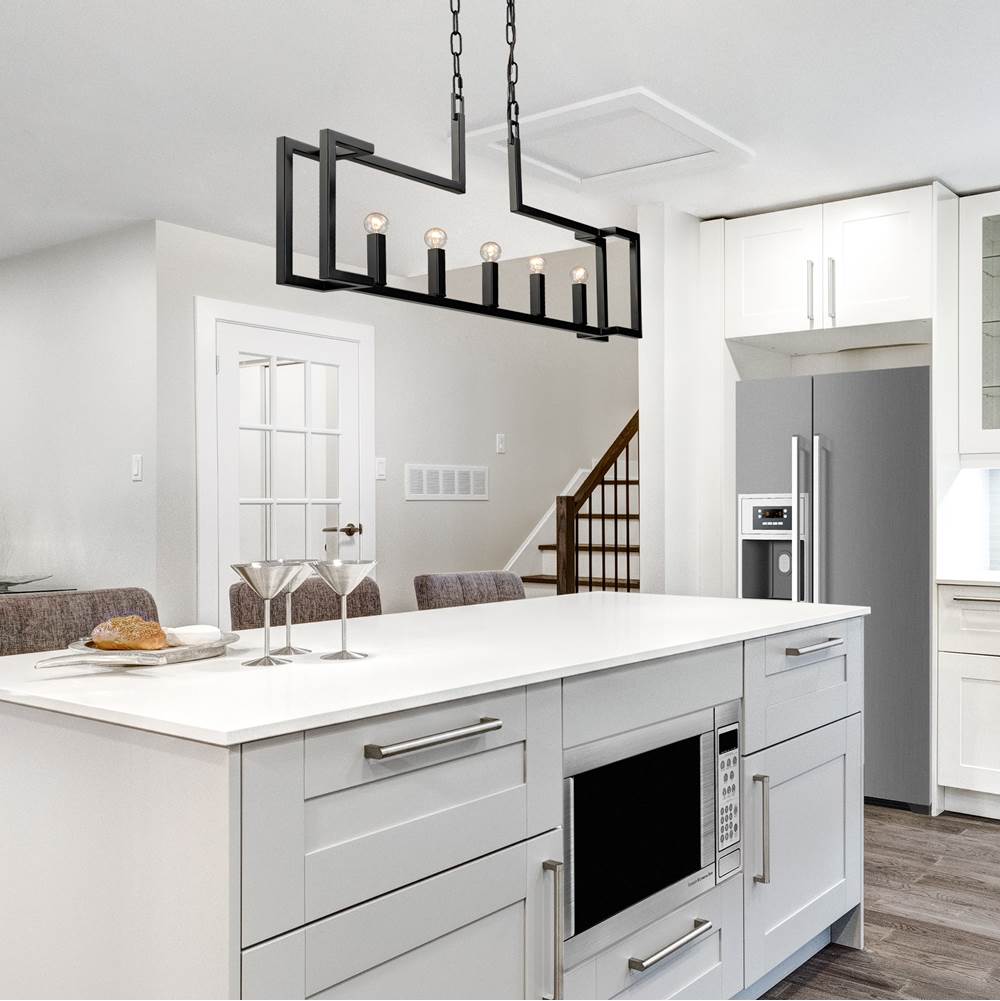 Golden Lighting 9020-LP BLK Matte Black Golden Lighting Kinsington 5-light Island Light In Matte Black Image 3