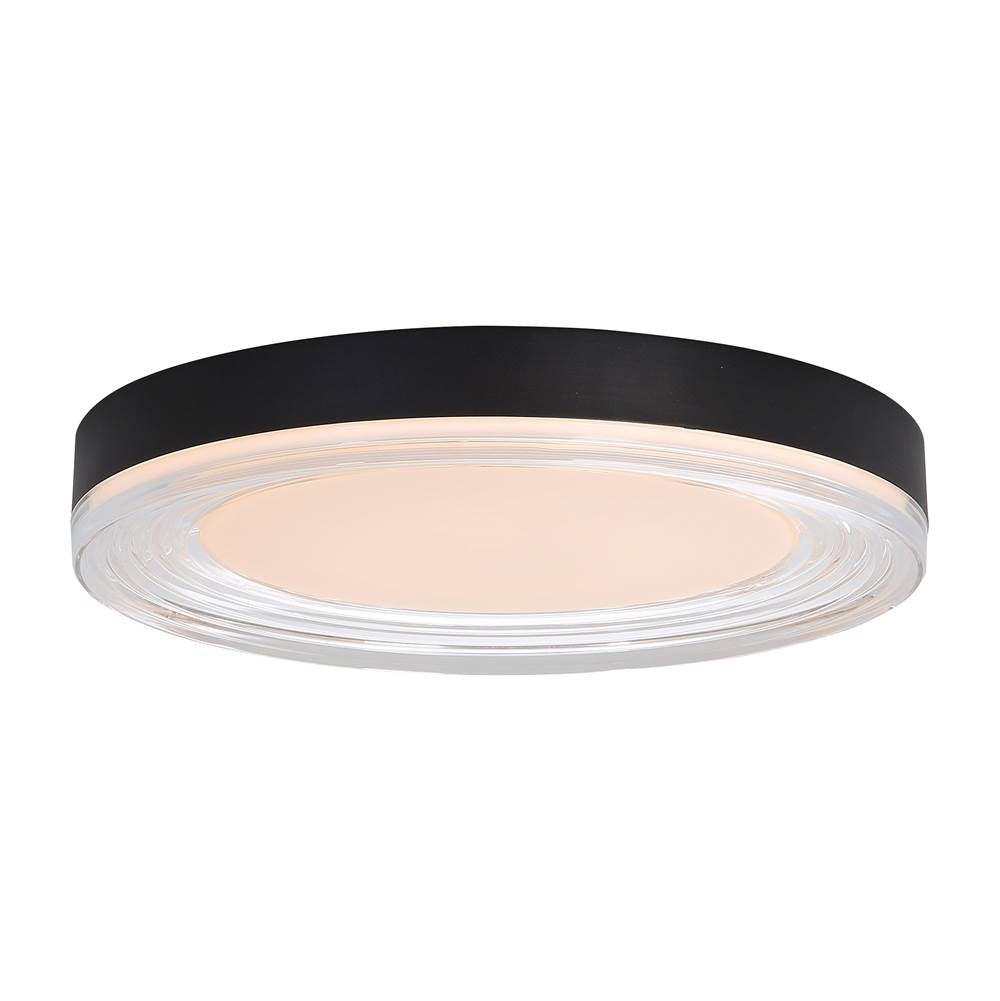 Golden Lighting Ondulada Wry Lighting Ondulada Integrated Led 16in Flush Mount In Sand Black And Clear Glass