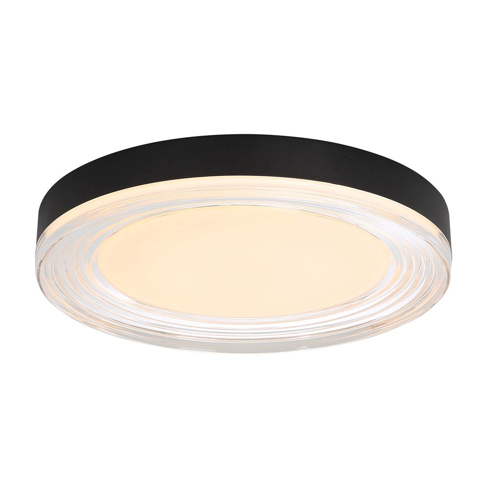 Golden Lighting 9518-16 SNB-CLR Sand Black Wry Lighting Ondulada Integrated Led 16in Flush Mount In Sand Black And Clear Glass Image 1