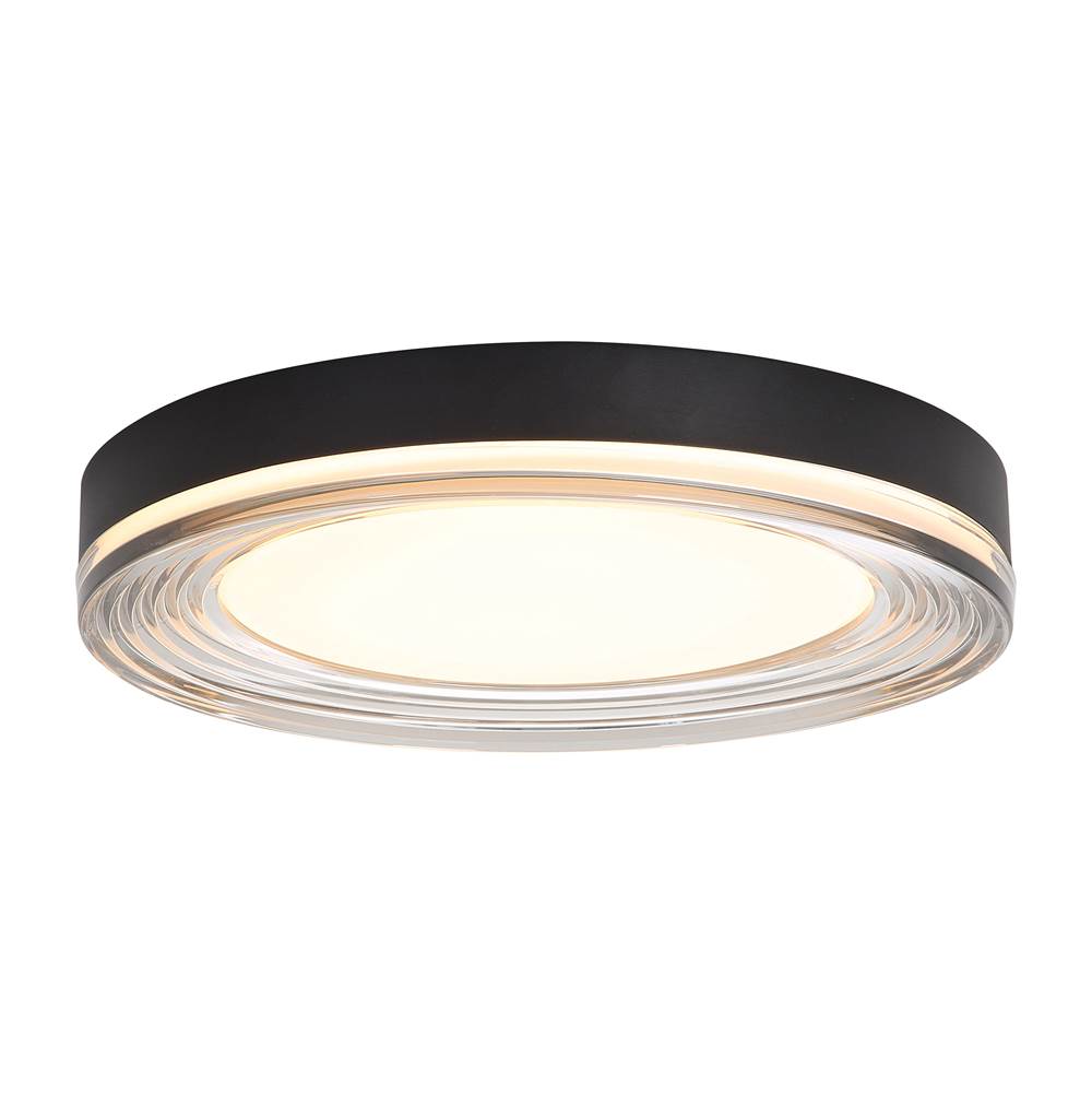 Golden Lighting Ondulada Wry Lighting Ondulada Integrated Led 16in Flush Mount In Sand Black And Smoky Acrylic