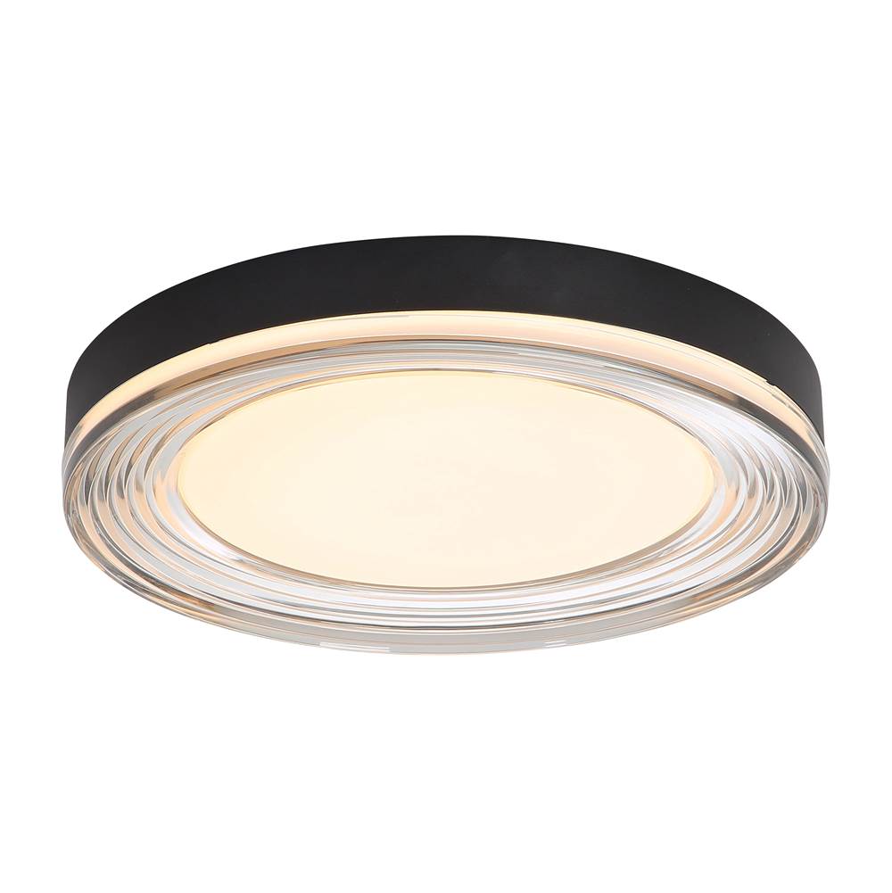 Golden Lighting 9518-16 SNB-SMK Sand Black Wry Lighting Ondulada Integrated Led 16in Flush Mount In Sand Black And Smoky Acrylic Image 1