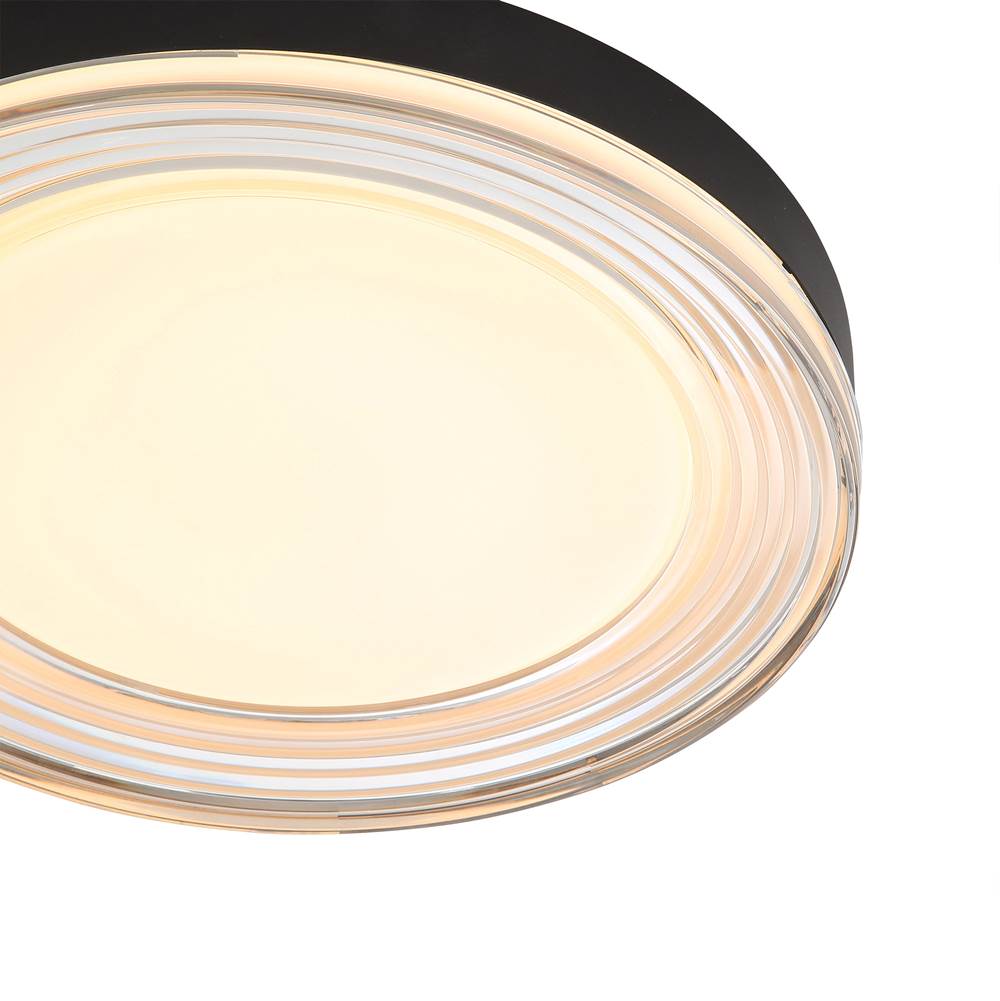 Golden Lighting 9518-16 SNB-SMK Sand Black Wry Lighting Ondulada Integrated Led 16in Flush Mount In Sand Black And Smoky Acrylic Image 4