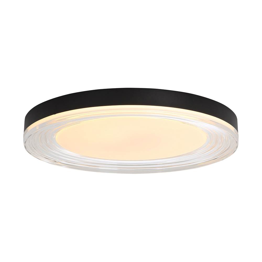 Golden Lighting Ondulada Wry Lighting Ondulada Integrated Led 20in Flush Mount In Sand Black And Clear Glass