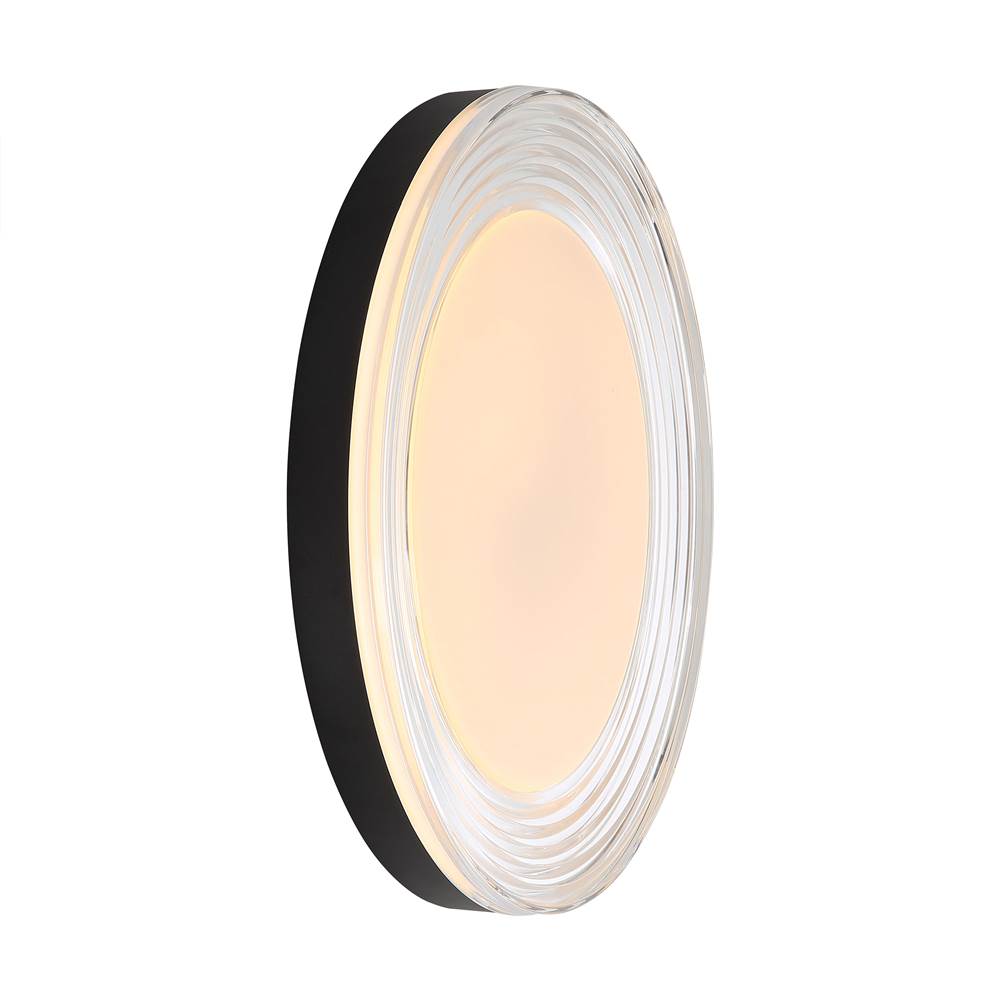 Golden Lighting 9518-20 SNB-CLR Sand Black Wry Lighting Ondulada Integrated Led 20in Flush Mount In Sand Black And Clear Glass Image 5