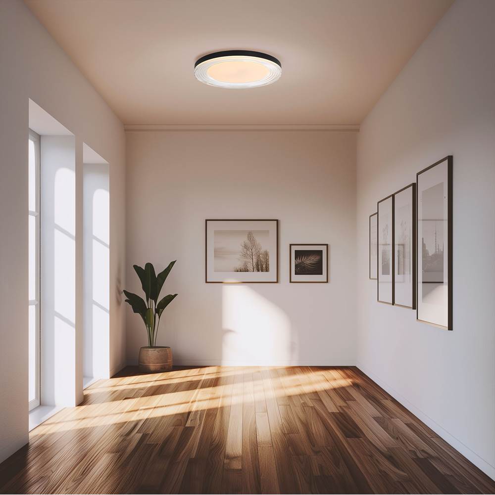 Golden Lighting 9518-20 SNB-CLR Sand Black Wry Lighting Ondulada Integrated Led 20in Flush Mount In Sand Black And Clear Glass Image 3