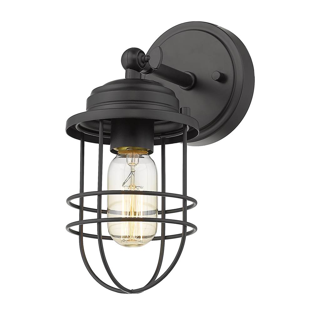 Golden Lighting 9808-1W BLK Matte Black Golden Lighting Seaport 1-light Wall Sconce In Matte Black Image 1