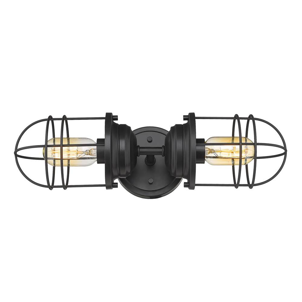 Golden Lighting 9808-2W BLK Matte Black Golden Lighting Seaport 2-light Vanity In Matte Black Image 1