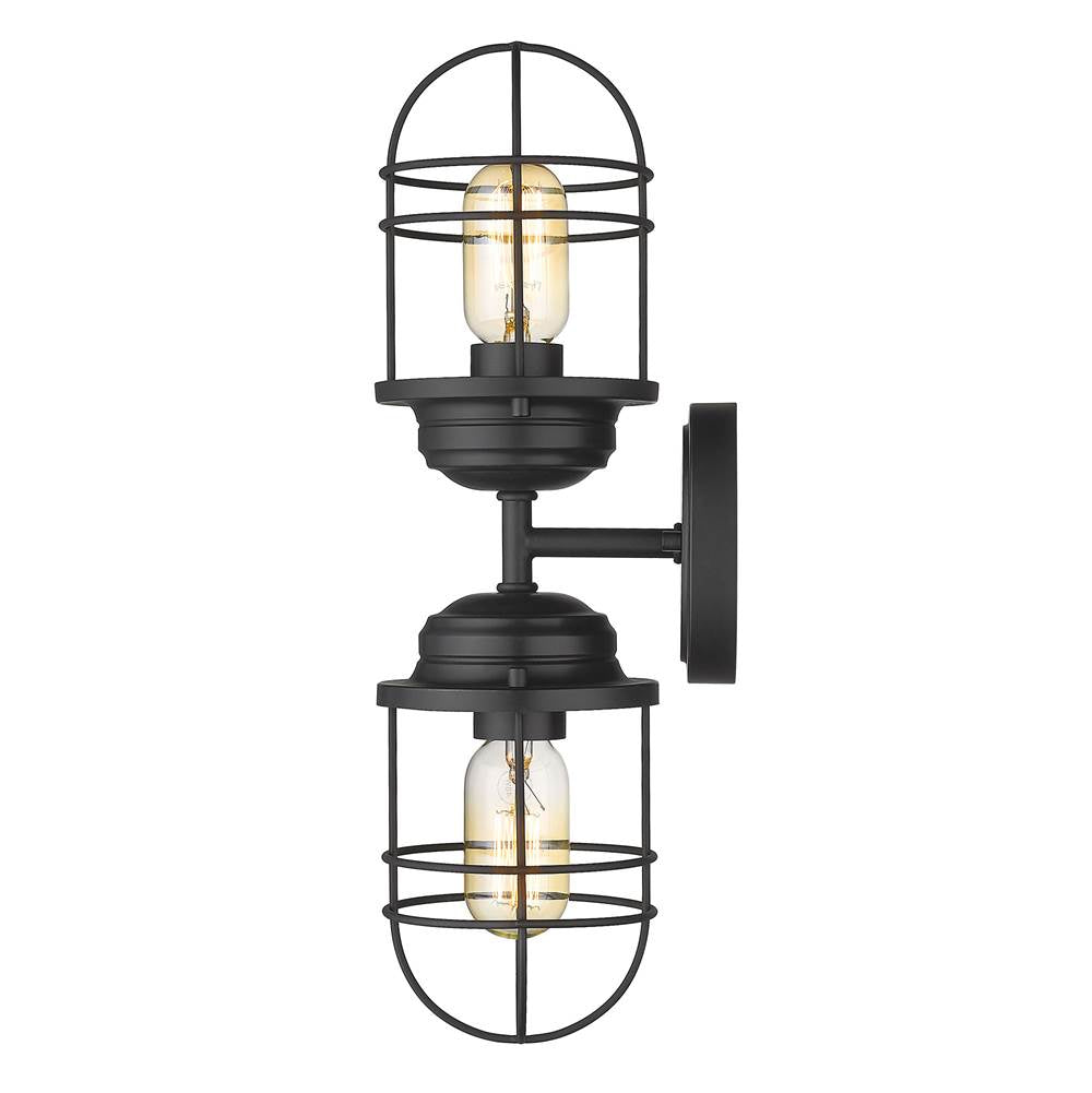 Golden Lighting 9808-2W BLK Matte Black Golden Lighting Seaport 2-light Vanity In Matte Black Image 4