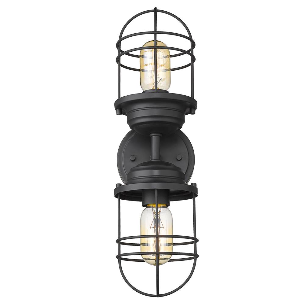 Golden Lighting 9808-2W BLK Matte Black Golden Lighting Seaport 2-light Vanity In Matte Black Image 3