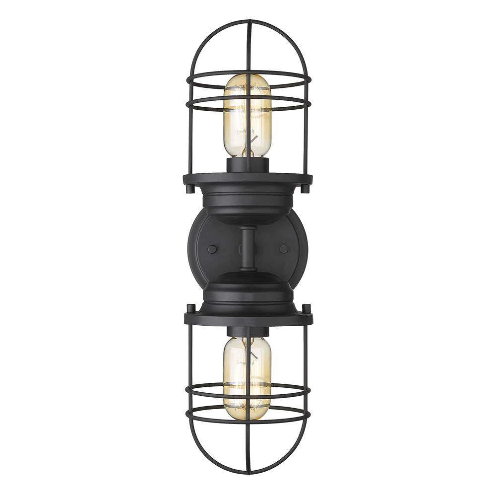 Golden Lighting 9808-2W BLK Matte Black Golden Lighting Seaport 2-light Vanity In Matte Black Image 2