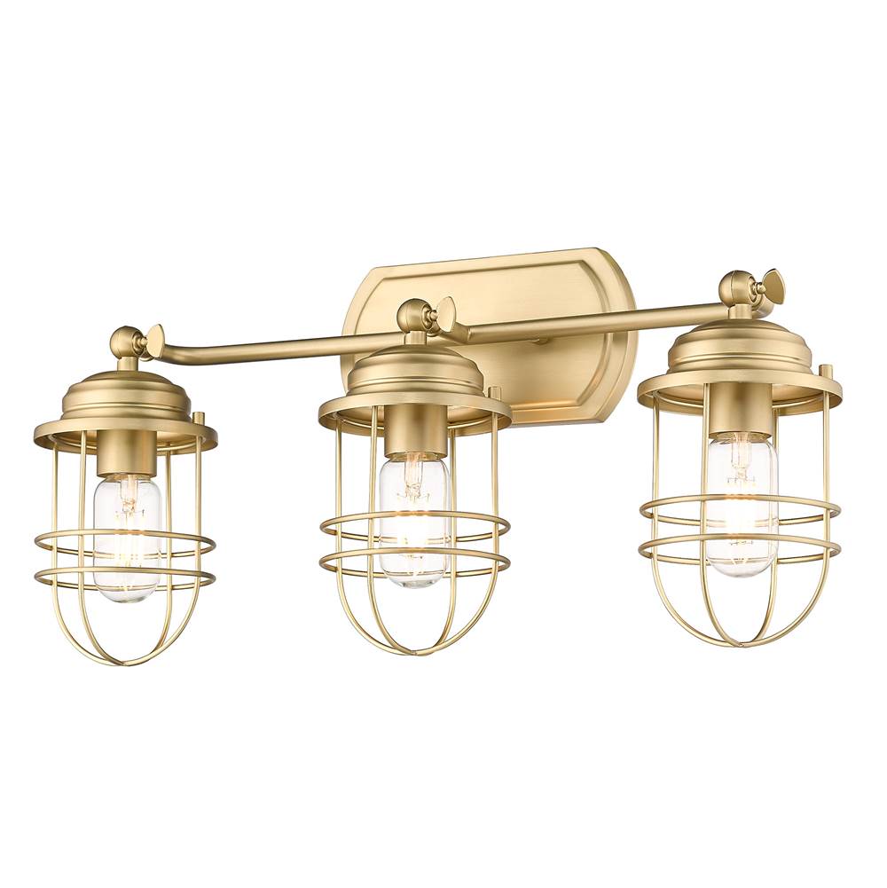 Golden Lighting 9808-BA3 BCB Brushed Champagne Brass Golden Lighting Seaport 3-light Vanity In Brushed Champagne Brass Image 1