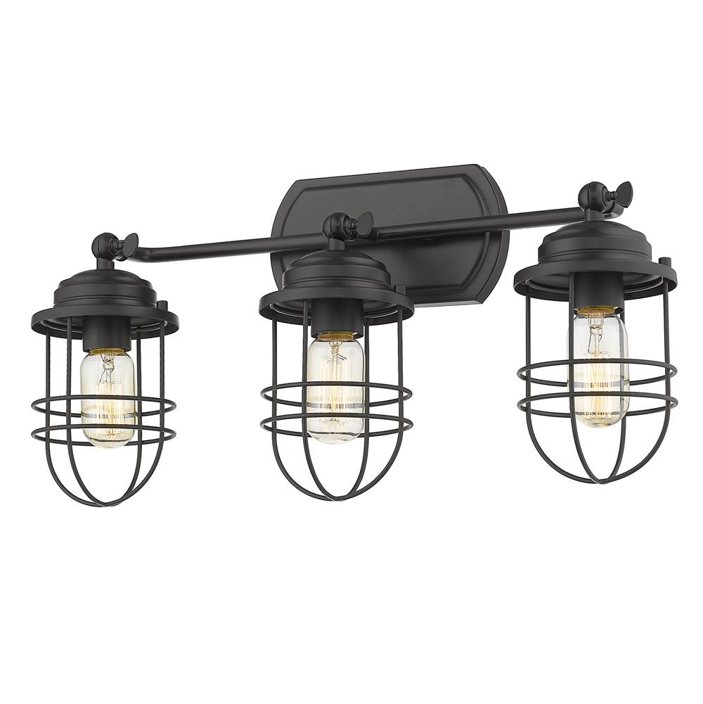 Golden Lighting 9808-BA3 BLK Matte Black Golden Lighting Seaport 3-light Vanity In Matte Black Image 1