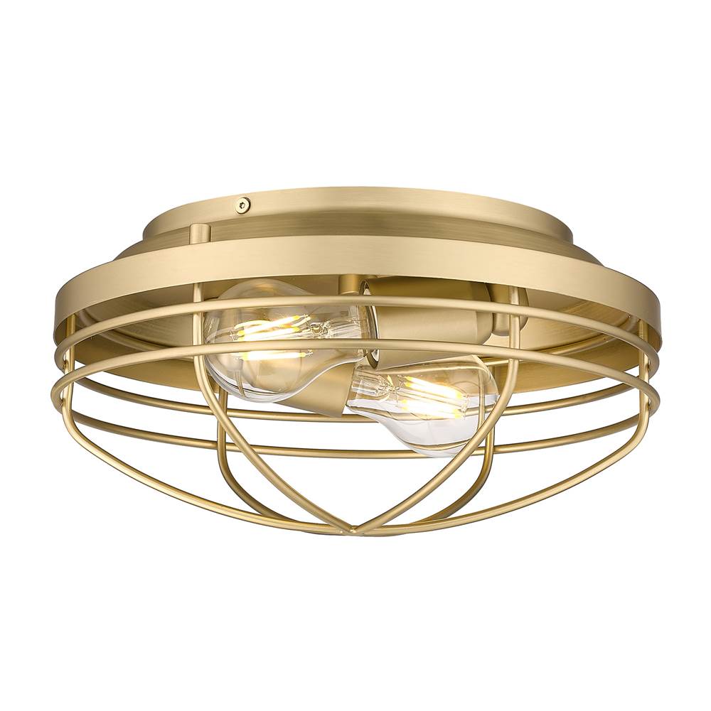 Golden Lighting 9808-FM BCB Brushed Champagne Brass Golden Lighting Seaport 2-light Flush Mount In Brushed Champagne Brass Image 1