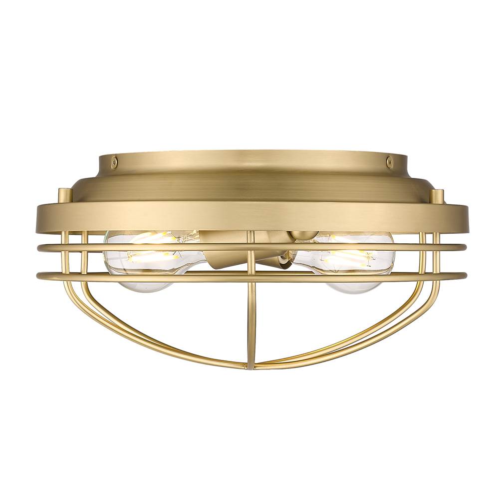 Golden Lighting Seaport Golden Lighting Seaport 2-light Flush Mount In Brushed Champagne Brass