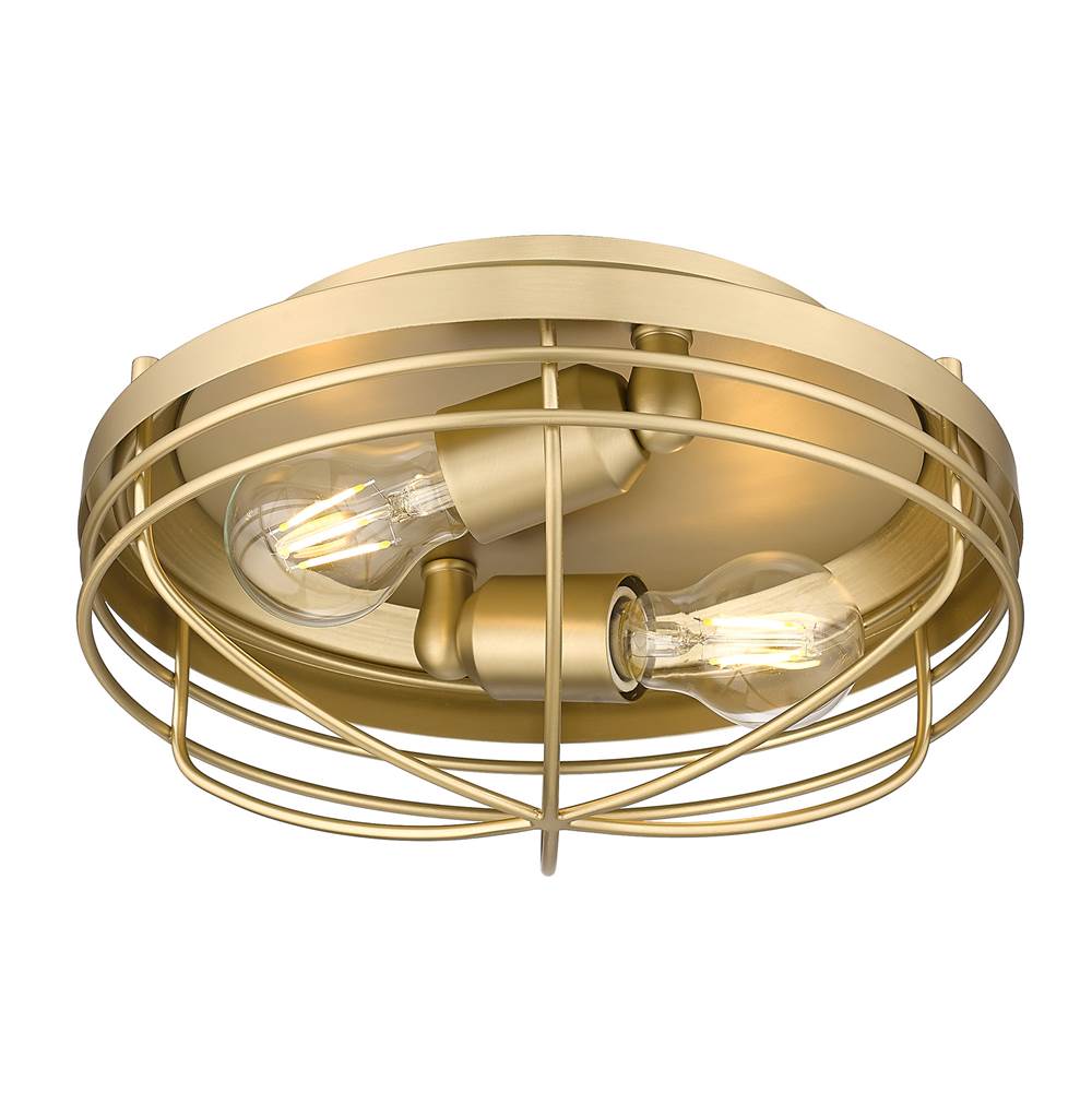 Golden Lighting 9808-FM BCB Brushed Champagne Brass Golden Lighting Seaport 2-light Flush Mount In Brushed Champagne Brass Image 2