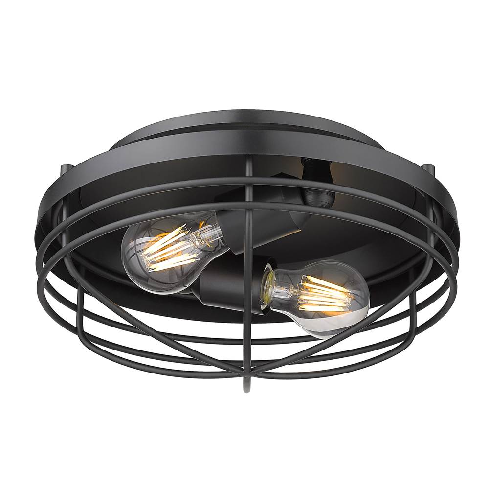 Golden Lighting 9808-FM BLK Matte Black Golden Lighting Seaport 2-light Flush Mount In Matte Black Image 2