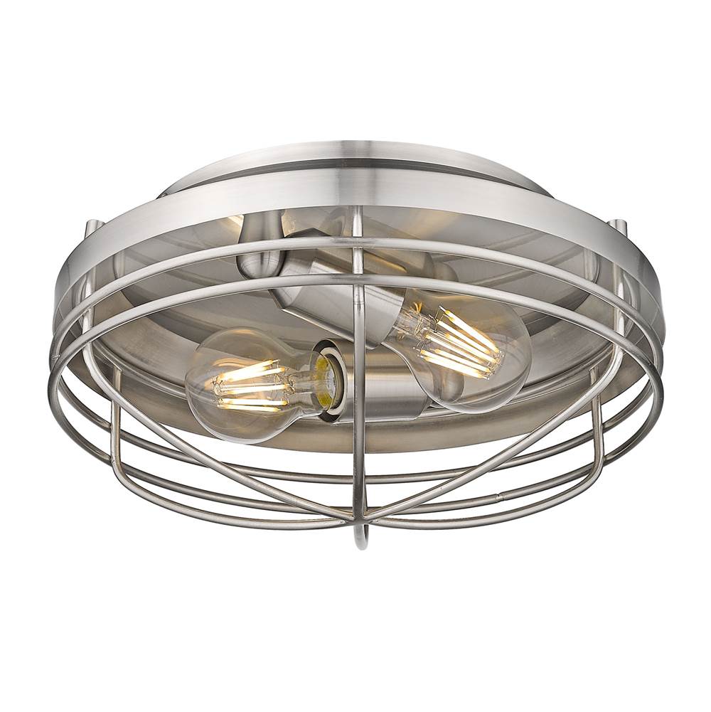 Golden Lighting 9808-FM PW Pewter Golden Lighting Seaport 2-light Flush Mount In Pewter Image 2