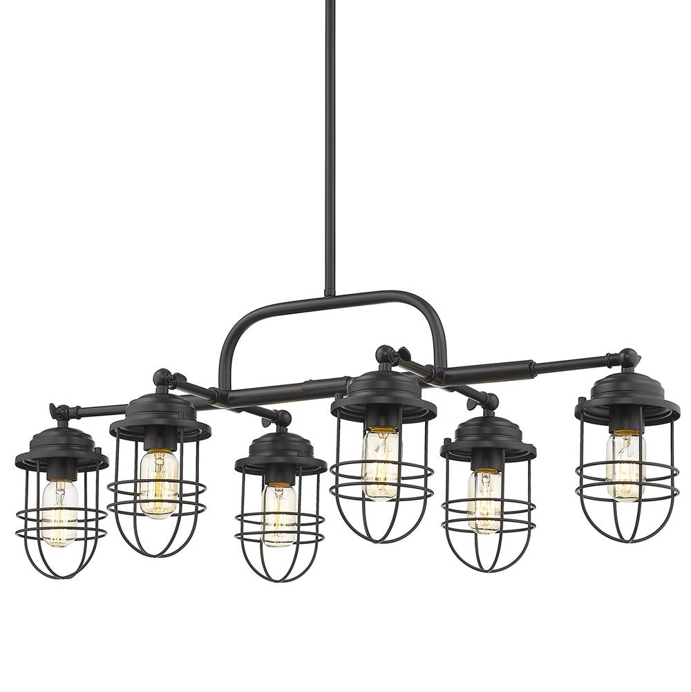 Golden Lighting 9808-LP BLK Matte Black Wry Lighting Seaport 6-light Island Light In Matte Black Image 1