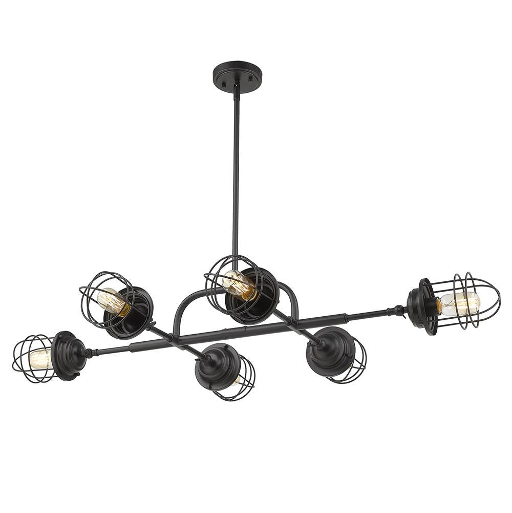 Golden Lighting 9808-LP BLK Matte Black Wry Lighting Seaport 6-light Island Light In Matte Black Image 3