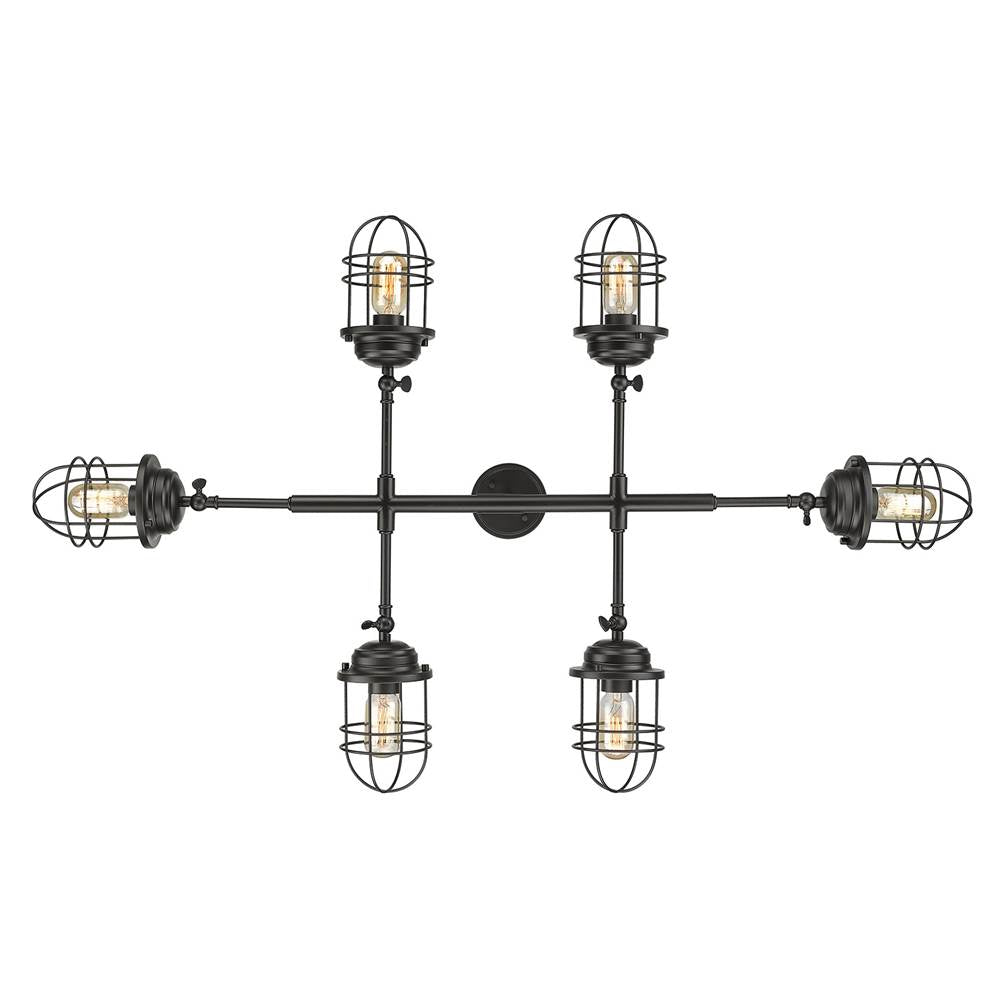 Golden Lighting 9808-LP BLK Matte Black Wry Lighting Seaport 6-light Island Light In Matte Black Image 2