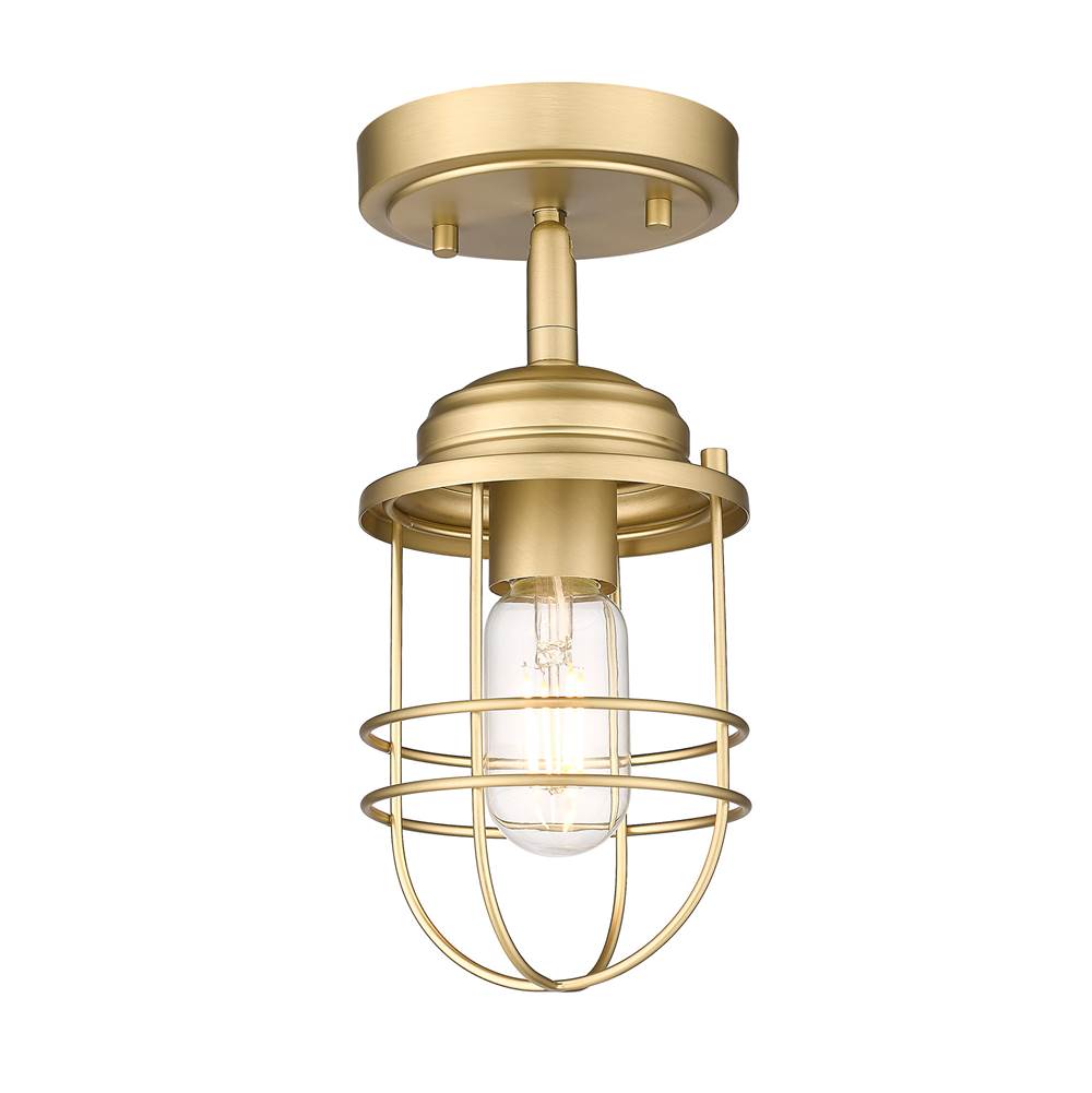 Golden Lighting 9808-SF BCB Brushed Champagne Brass Golden Lighting Seaport 1-light Semi-flush Mount In Brushed Champagne Brass Image 1