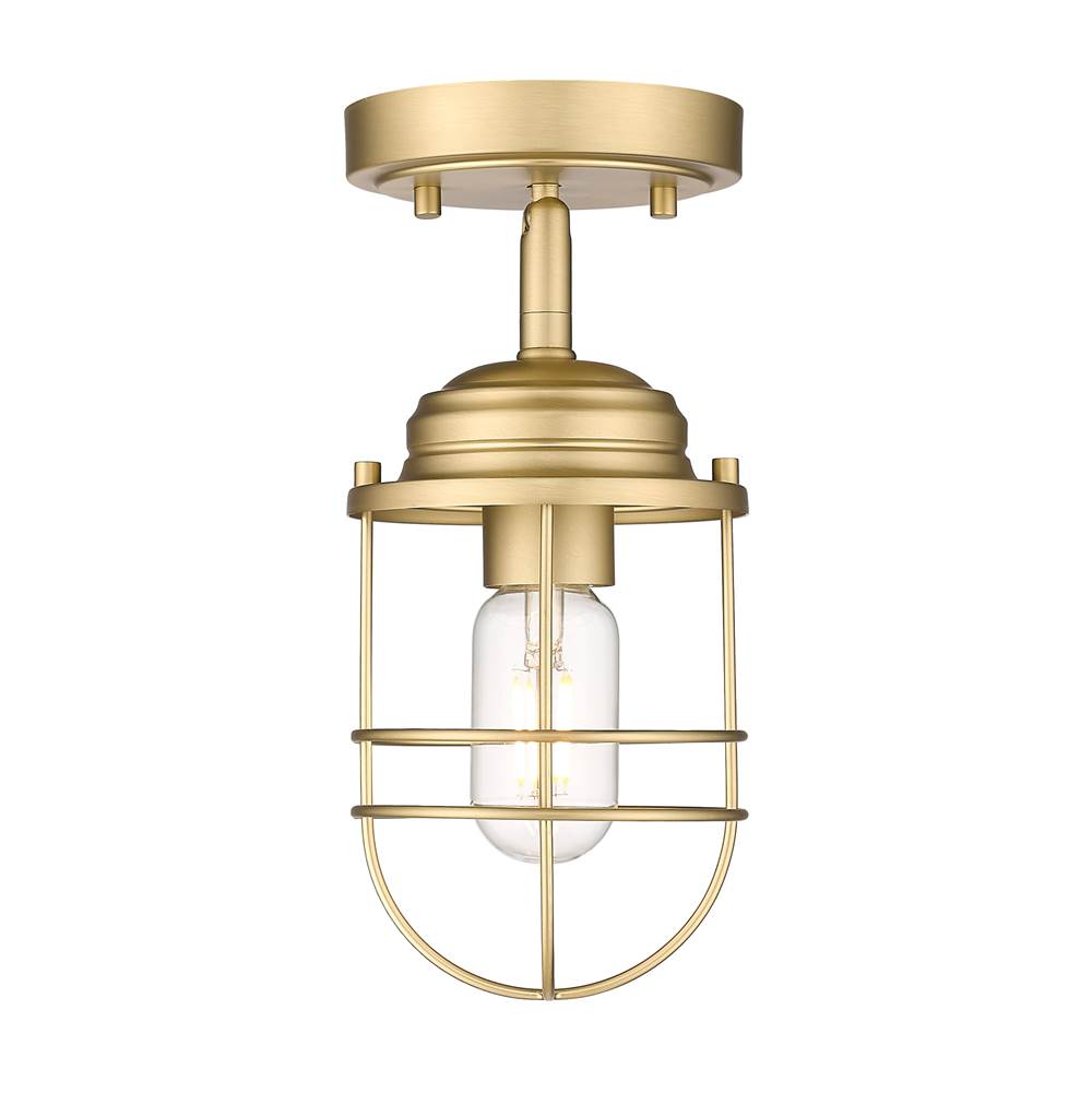 Golden Lighting Seaport Golden Lighting Seaport 1-light Semi-flush Mount In Brushed Champagne Brass