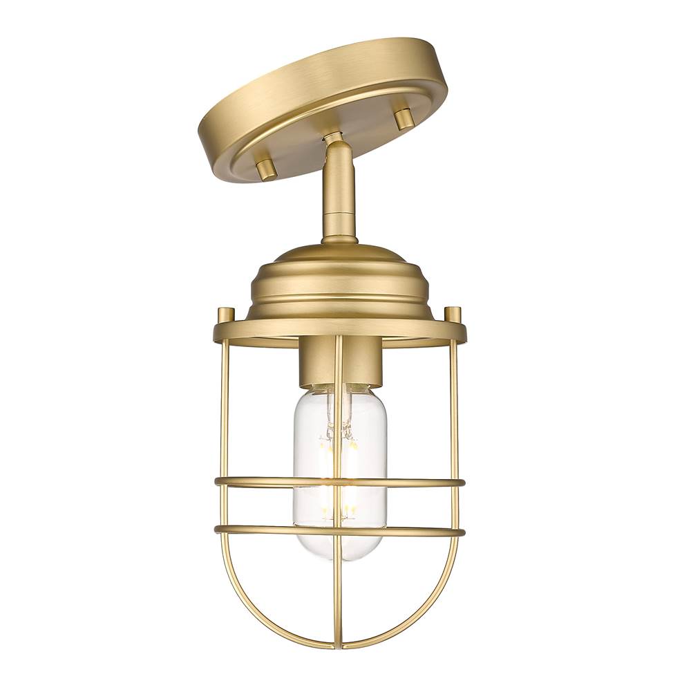 Golden Lighting 9808-SF BCB Brushed Champagne Brass Golden Lighting Seaport 1-light Semi-flush Mount In Brushed Champagne Brass Image 2