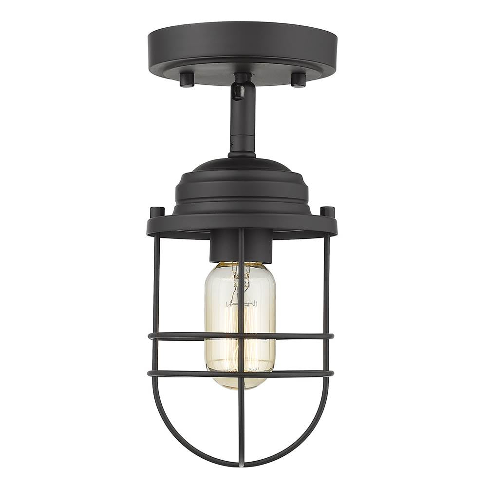 Golden Lighting Seaport Golden Lighting Seaport 1-light Semi-flush Mount In Brushed Champagne Brass